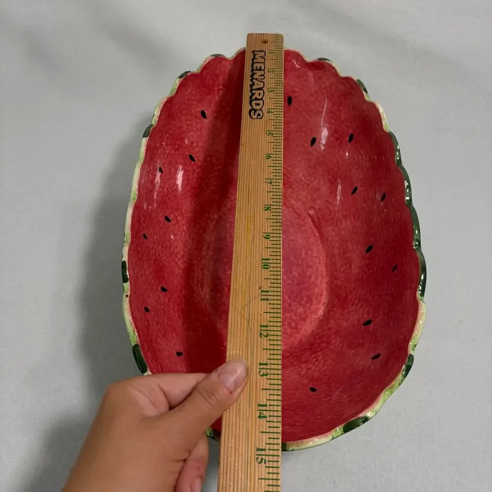 Watermelon Decorative Serving Bowl Set Ceramic with 3 Small Bowls Cookout BBQ